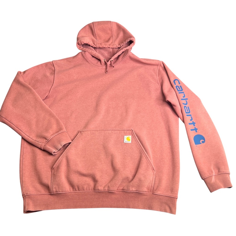 Carhartt Mens K288 Loose Fit Logo Sleeve Hoodie 2XL Clay Red Sweatshirt